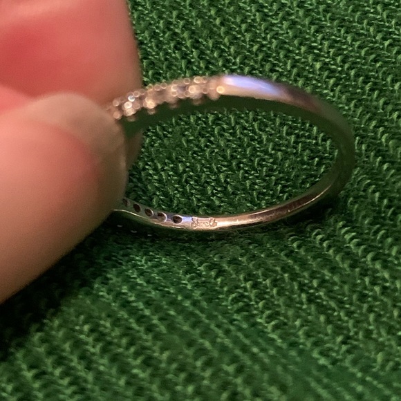 14K White Gold & Diamond Contoured Wedding Band - Picture 9 of 10